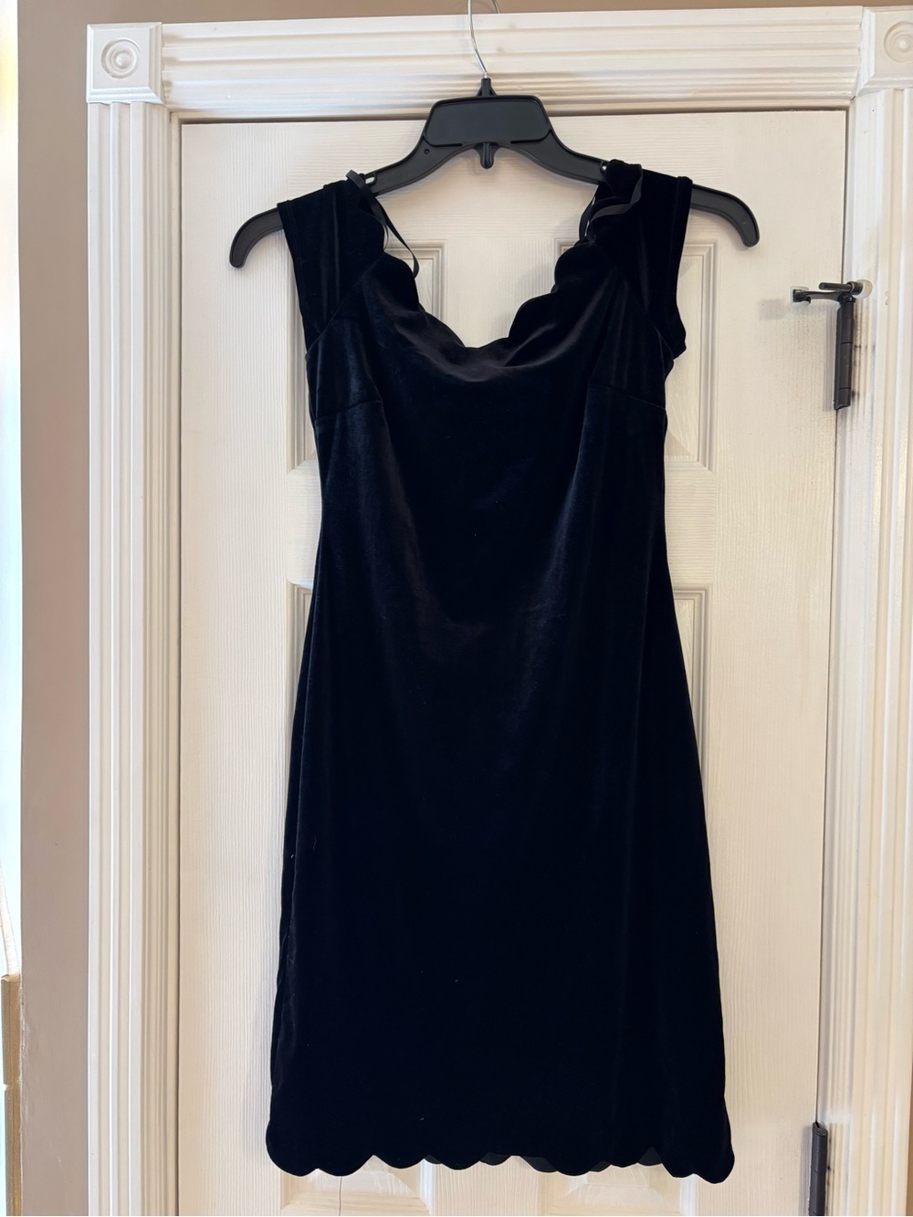 Premier Black Scalloped Velvet Mini Dress